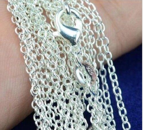 Best Price ! 100pcs /lot 925 Sterling Silver Rolo " O " Chain Necklaces Jewelry 1mm 16'' -- 24'' 925 Silver DIY Chains F