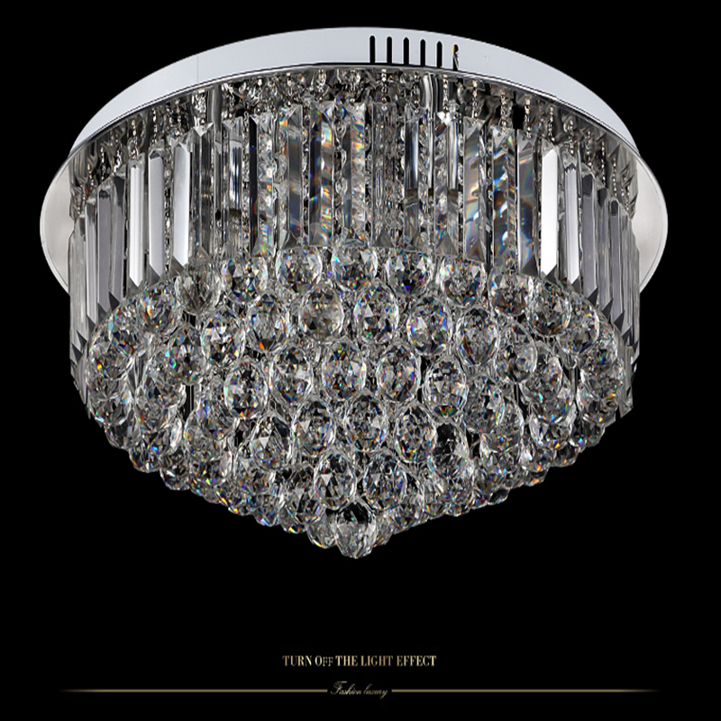 Crystal Led Ceiling Light Round E14 Chandelier Fitting Lamp K9 Crystal Silver Chrome Ceiling Pendant Light for Living room
