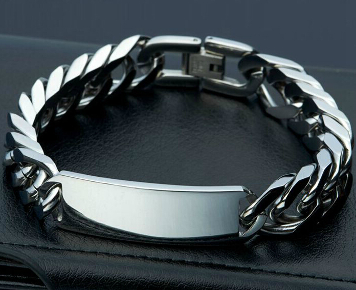 Polished Silver Tone Biker Stainless Steel Fashion men's Jewelry Large huge 15mm 8.8 inch Great Curb Chain Bracelet ID Bracelet