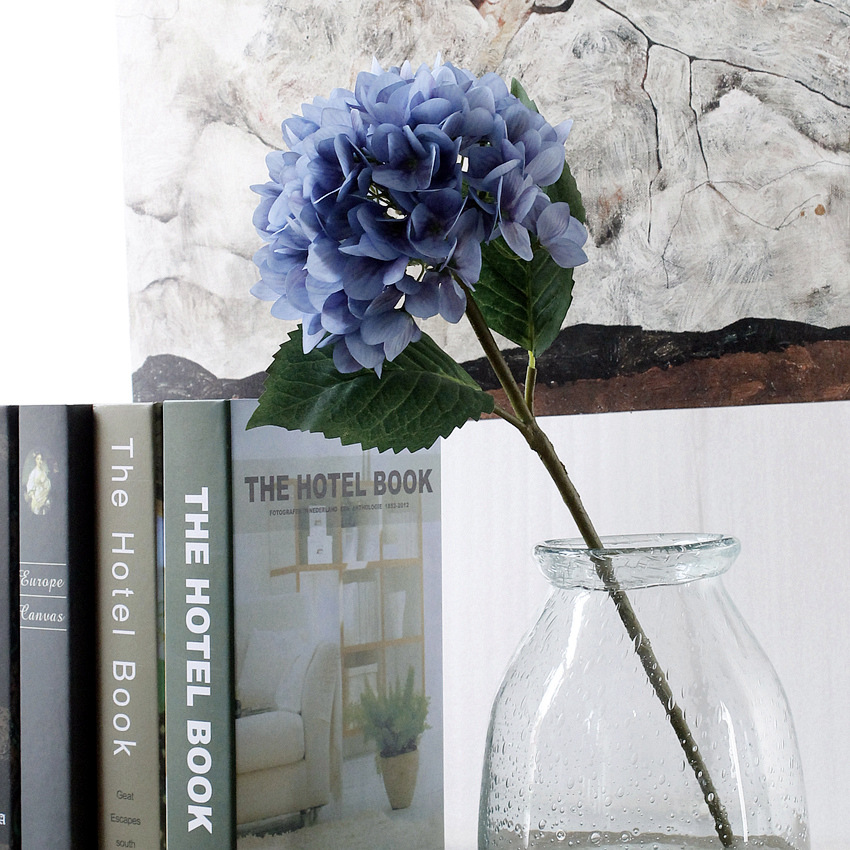 Artificial Hydrangea Flower with Flower Rod DIY Silk Accessory for Party Home Wedding Decoration 5 Colors