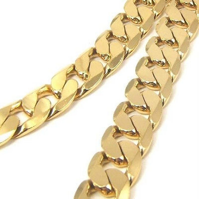 Long 23 6 Solid 18K Gold Plated Cuban Link Chain Mens Necklace fashion Jewelry Gifts224D