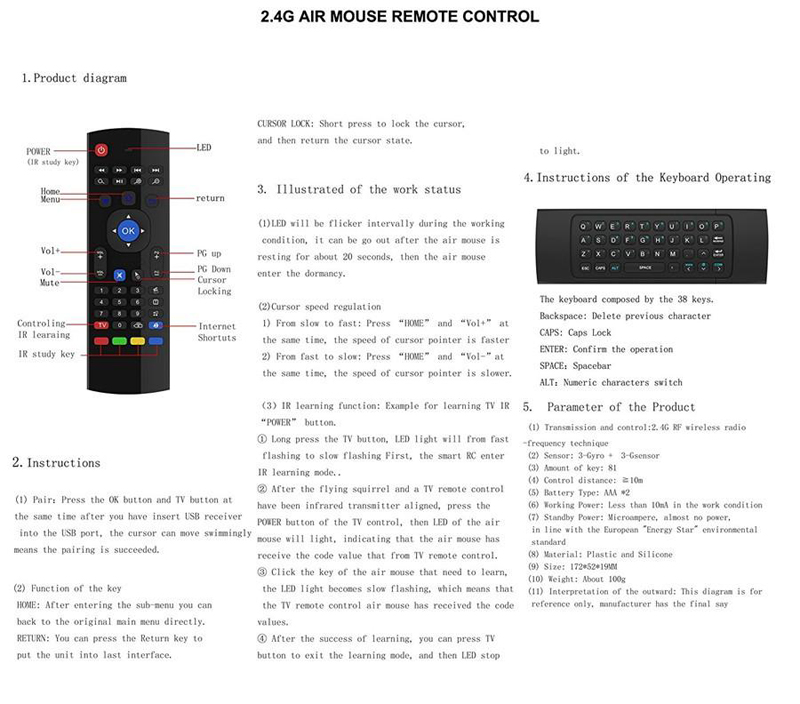 MX3 Voice Controller Air Fly Mouse 24GHz Wireless Smart Keyboard Remote With Black Light and Mic for Android TV Box