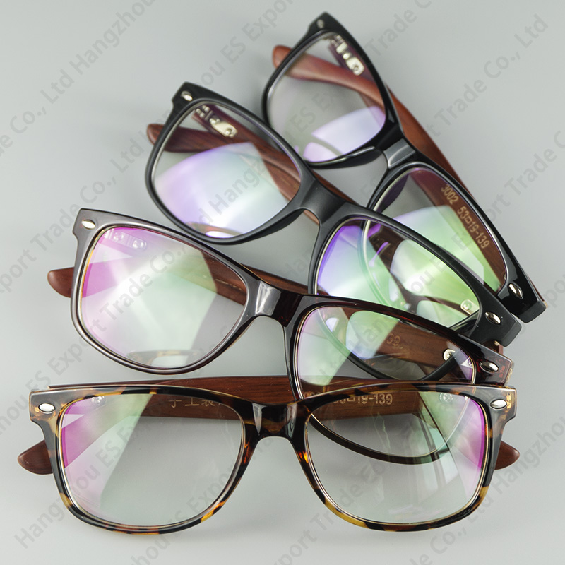 Classical Rice Rivet Frame Optical Glasses With Real Wood Legs Hand Make Fashion Eyewear 4 Colors