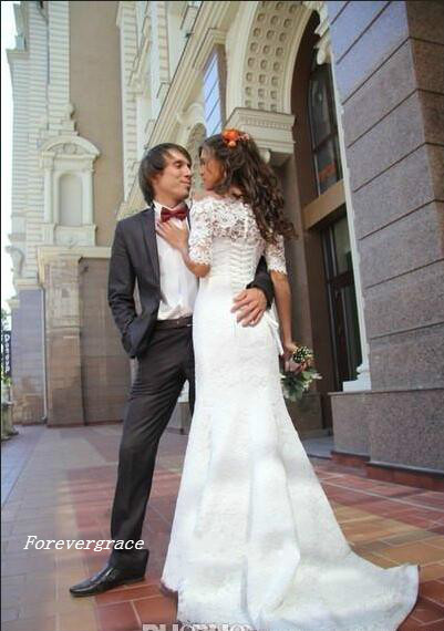 High quality Full Lace Mermaid Wedding Dress Romantic Off The Shoulder Bridal Gown Plus Size Custom Made