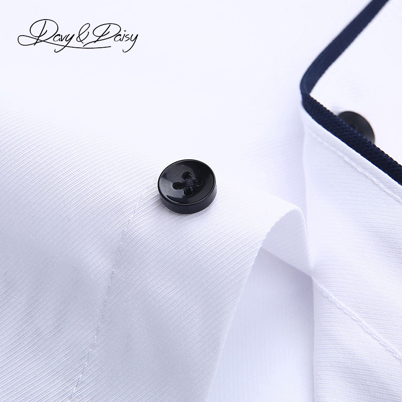 Wholesale- DAVYDAISY Men Shirt High Quality Turn Down Collar Short Sleeved Classical Solid Twill Brand Clothing Dress Shirt Man DS088