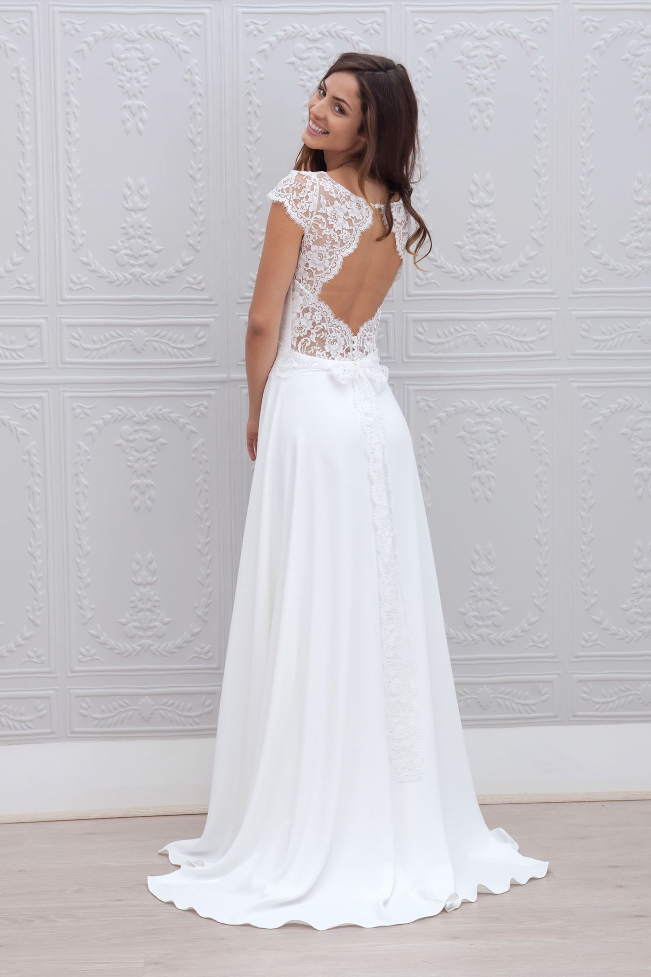 New Arrival Bohemian Wedding Boho Chiffon Beach Gowns 2018 Lace Bridal Dresses Capped Sleeve Vestido De Noiva Custom Made 0510