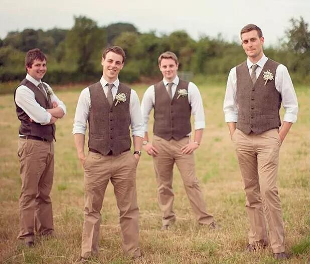 Brown Wool Herringbone Tweed Groom Vests Wedding Vests For Groomsmen Mens Suit Vest Prom Wedding Dress Coat Waistcoat Plus Size Gray In Stoc