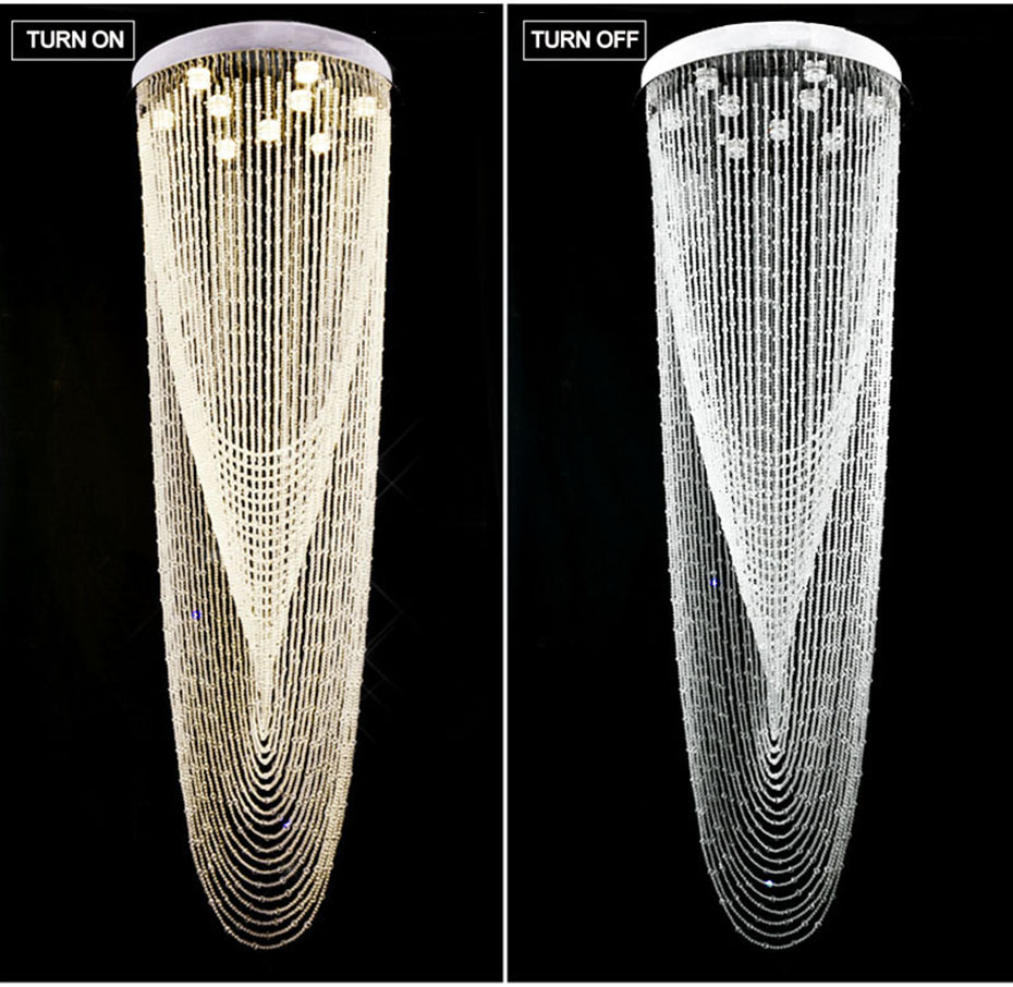 Modern Crystal Chandelier Lighting Stair Chandeliers LED Ceiling Pendant light fixtures for Hotels Stairs Villas decoration