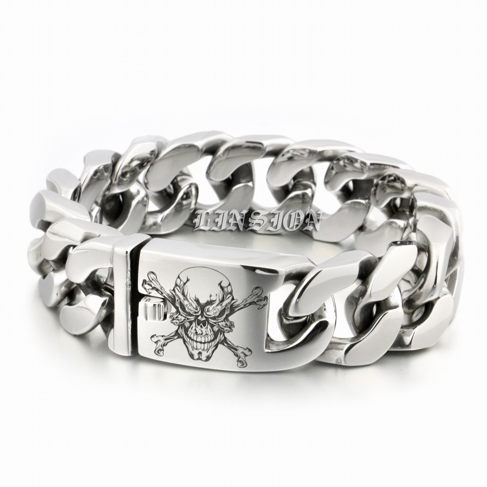LINSION Huge Heavy 316L Stainless Steel Deep Engraved Pirate Skull Mens Boys Biker Rock Punk Bracelet 5D406
LINSION Huge Heavy 316L Stainless Steel Deep Engraved Pirate Skull Mens Boys Biker Rock Punk Bracelet 5D406
