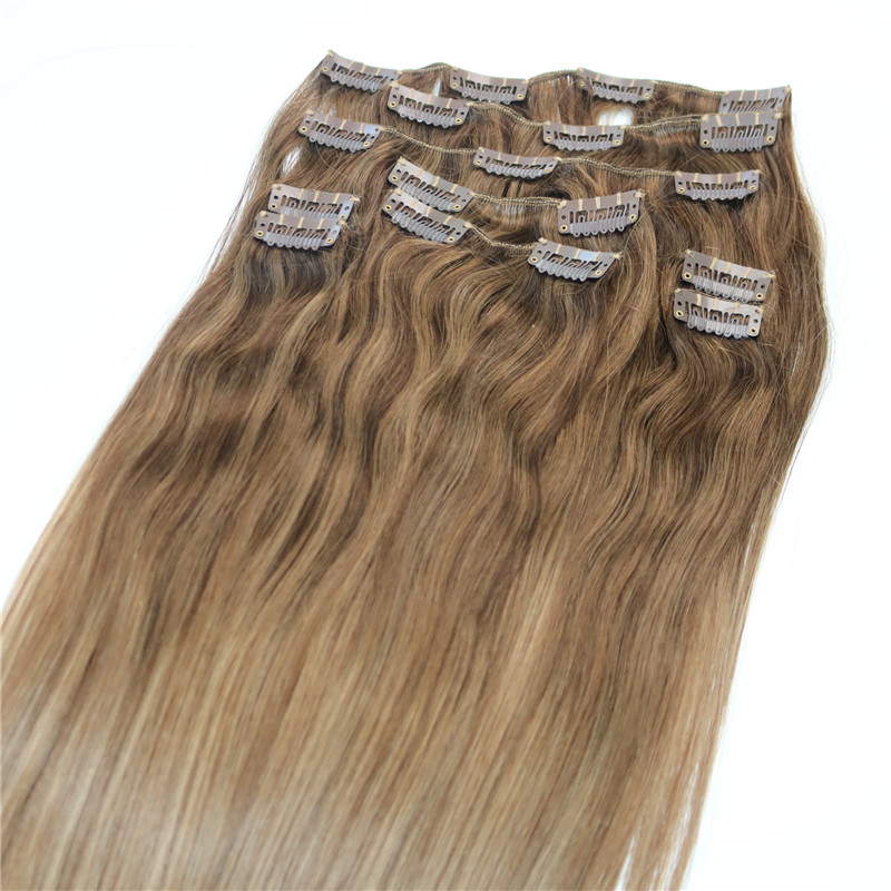 Clip In Human Hair Extensions Brazilian Virgin Hair Three Tone Ombre Dye Color Balayage Blonde Highlights 9pcs 120gram