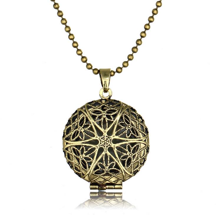 Round hollow luminous necklace can be put photo album box jewelry explosion models hot WFN145 (with chain) mix order 20 pieces a lot