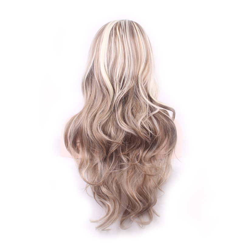 WoodFestival blonde long wavy wig brown ombre fashion women synthetic hair wigs heat fiber lolita 70 cm