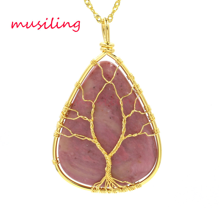 Water Drop Tree of Life Pendant Necklace Chain Pendulum Natural Stone Reiki Wicca Witch Amulet 18K Gold Plated Fashion Jewelry
Water Drop Tree of Life Pendant Necklace Chain Pendulum Natural Stone Reiki Wicca Witch Amulet 18K Gold Plated Fashion Jewelry