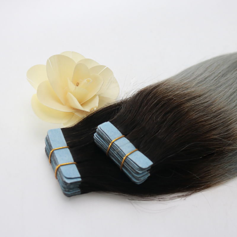 High-end Top Quality Virgin Brazilian Human Hair PU Tape Hair 14 - 24 inch Ombre Colorful of Grey