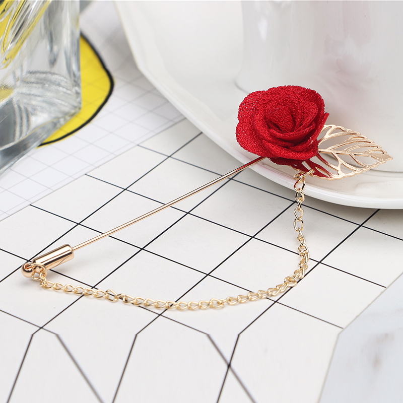 Wholesale- Trendy Handmade Flower Brooch Lapel Pins for Women Men Suit Boutonniere Button Stick Brooches Wedding Party Jewelry 3651