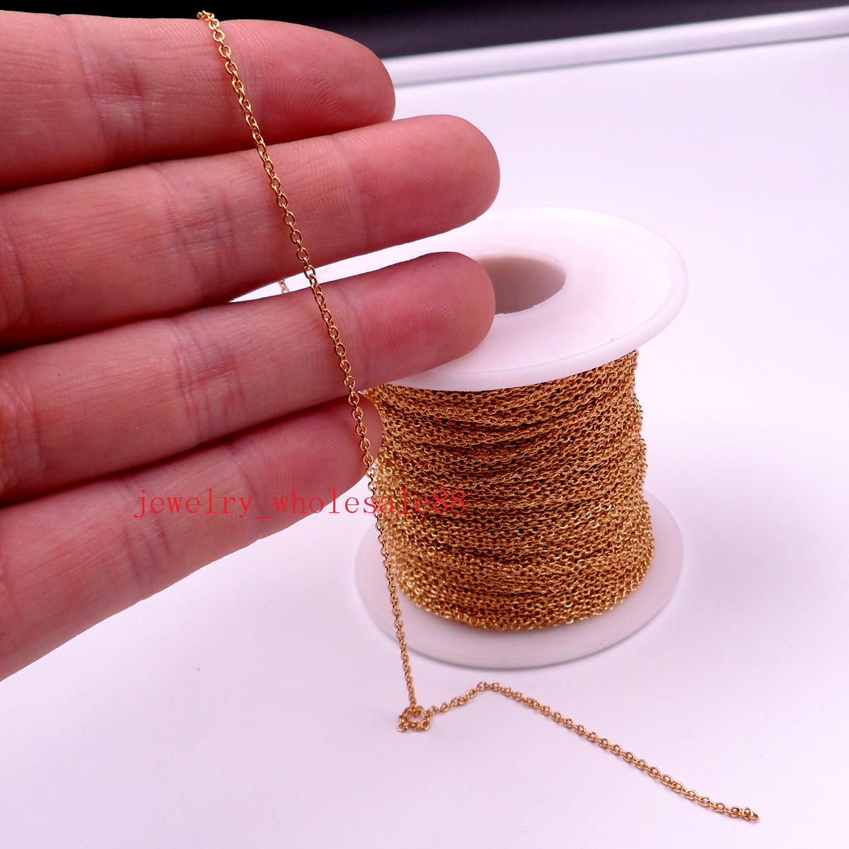 factory price wholesale 50meter / ro Lot Gold Plated Stainless steel jewelry finding Thin 1.8mm Smooth Oval Link chain DIY Necklace Bracelet