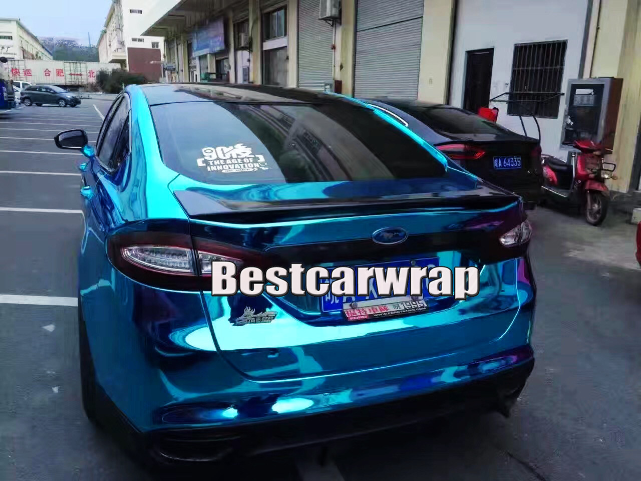 Stretchable Blue Chrome Mirror Vinyl For Car Wrap With Air bubble Free Easy stretch For Car styling covering foil size:1.52x20m/Roll 5x65ft