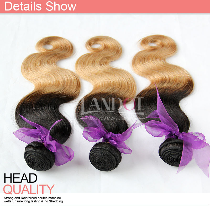 Ombre Peruvian Hair Weave Bundles Two Toned Ombre 1B/27# Honey Blonde Ombre Peruvian Body Wave Wavy Human Hair Extensions 3 Bundles Lot