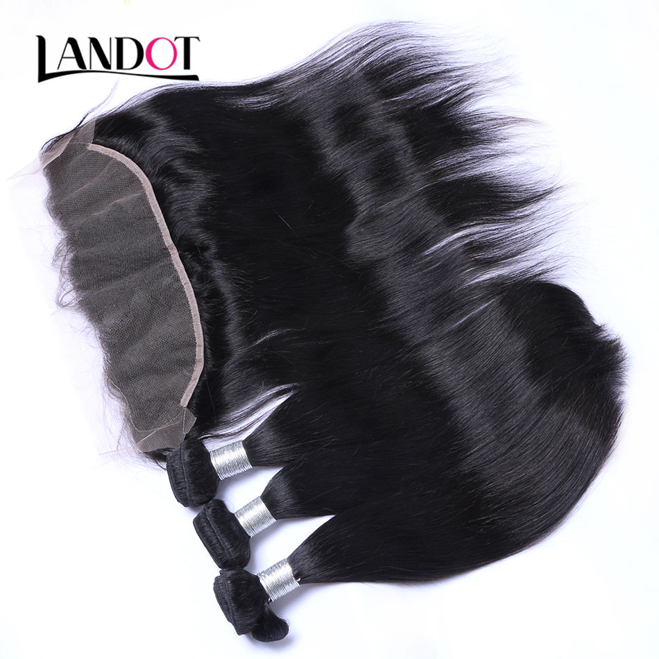 Ear to Ear Lace Frontal Closure With 3 Bundles Brazilian Virgin Hair Weaves Straight Peruvian Indian Malaysian Cambodian Human Hair Closures, Natural color
Ear to Ear Lace Frontal Closure With 3 Bundles Brazilian Virgin Hair Weaves Straight Peruvian Indian Malaysian Cambodian Human Hair Closures, Natural color