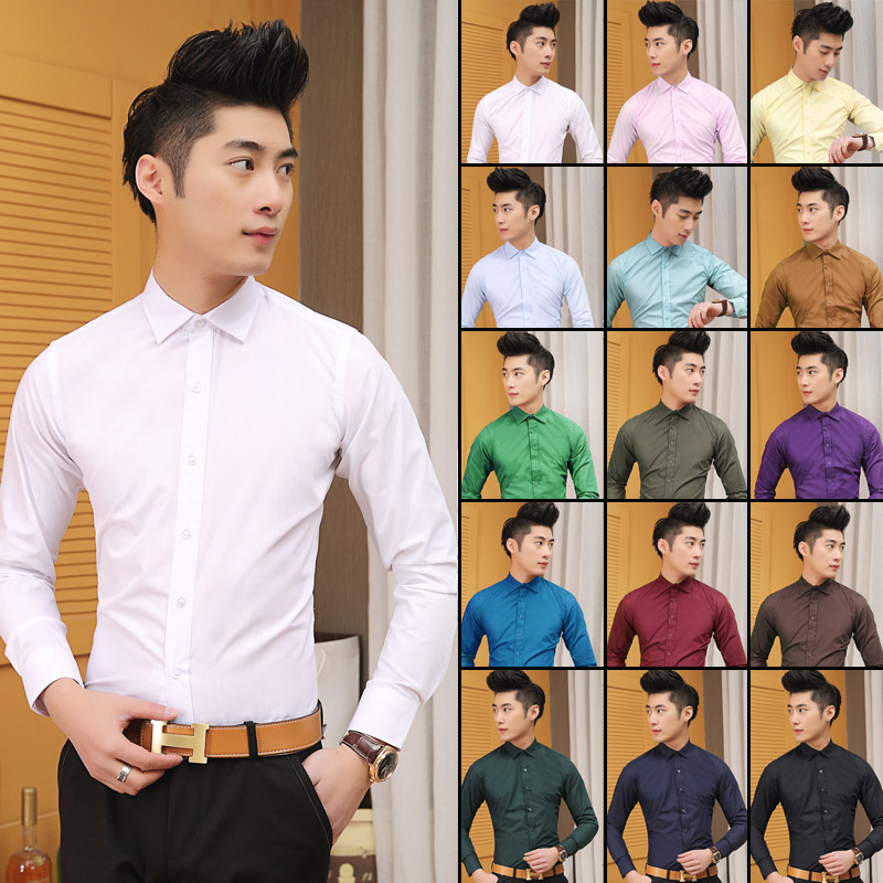 Wholesale- 2016 autumn new arrival 17 colors dress shirt slim fit good quality men shirt long sleeve camisetas hombre size 3xl, Dark green
Wholesale- 2016 autumn new arrival 17 colors dress shirt slim fit good quality men shirt long sleeve camisetas hombre size 3xl, Dark green