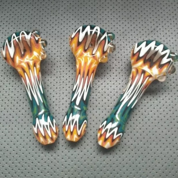 5 inchs Colored Glass Hand Pipes 5 colour bubblers Spoon Pipe Glass Smoking Pipes Tobacco Pipes 3D color weight 90g in Stock