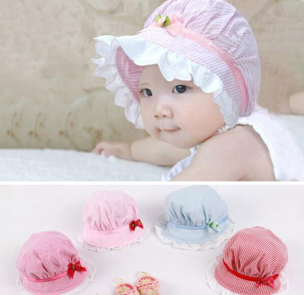 Cute Baby Caps Lovely Lace Bowknot Summer Girl Hat Children&#039;s Baby Striped Sun Hat Cap for Kid Chirldren G822 от DHgate WW