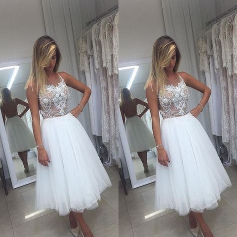 Sexy 2017 Backless Short Beach Wedding Dresses Cheap Spaghetti Lace Embroidery Applique Knee Length Tulle Bridal Gowns Custom EN8177, Custom made from color chart
Sexy 2017 Backless Short Beach Wedding Dresses Cheap Spaghetti Lace Embroidery Applique Knee Length Tulle Bridal Gowns Custom EN8177, Custom made from color chart