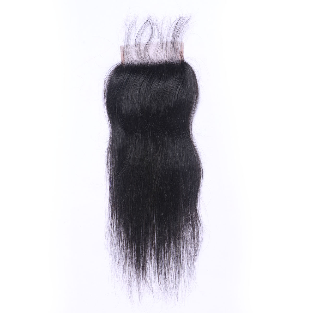 Brazilian Virgin Remy Human Hair Weave Closure Straight Natural Black 4x4 Lace Closure Three Middle Free Part