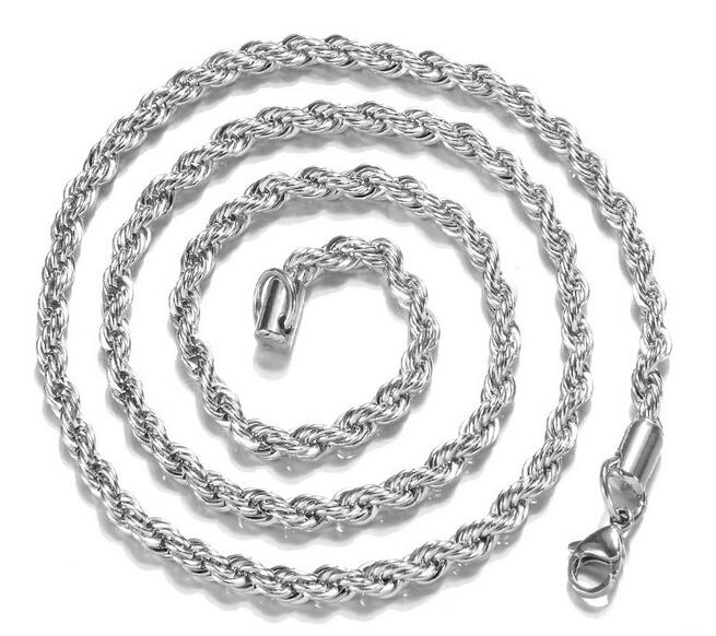 Silver Chain Necklace Women Man necklace 16-24 inch 2mm Rope Chain 925 jewelry findings accesory 925 G215