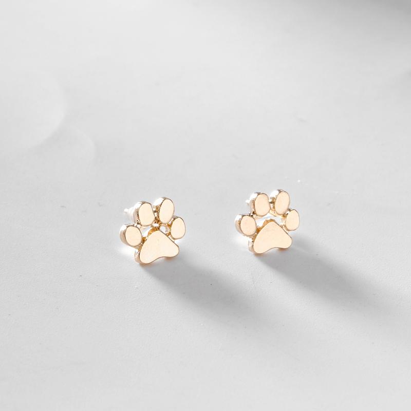 hollow pet cat dog lover paw print stud earrings Puppy Memorial Minimalist earring cute animal footprint gold silver plated earrings