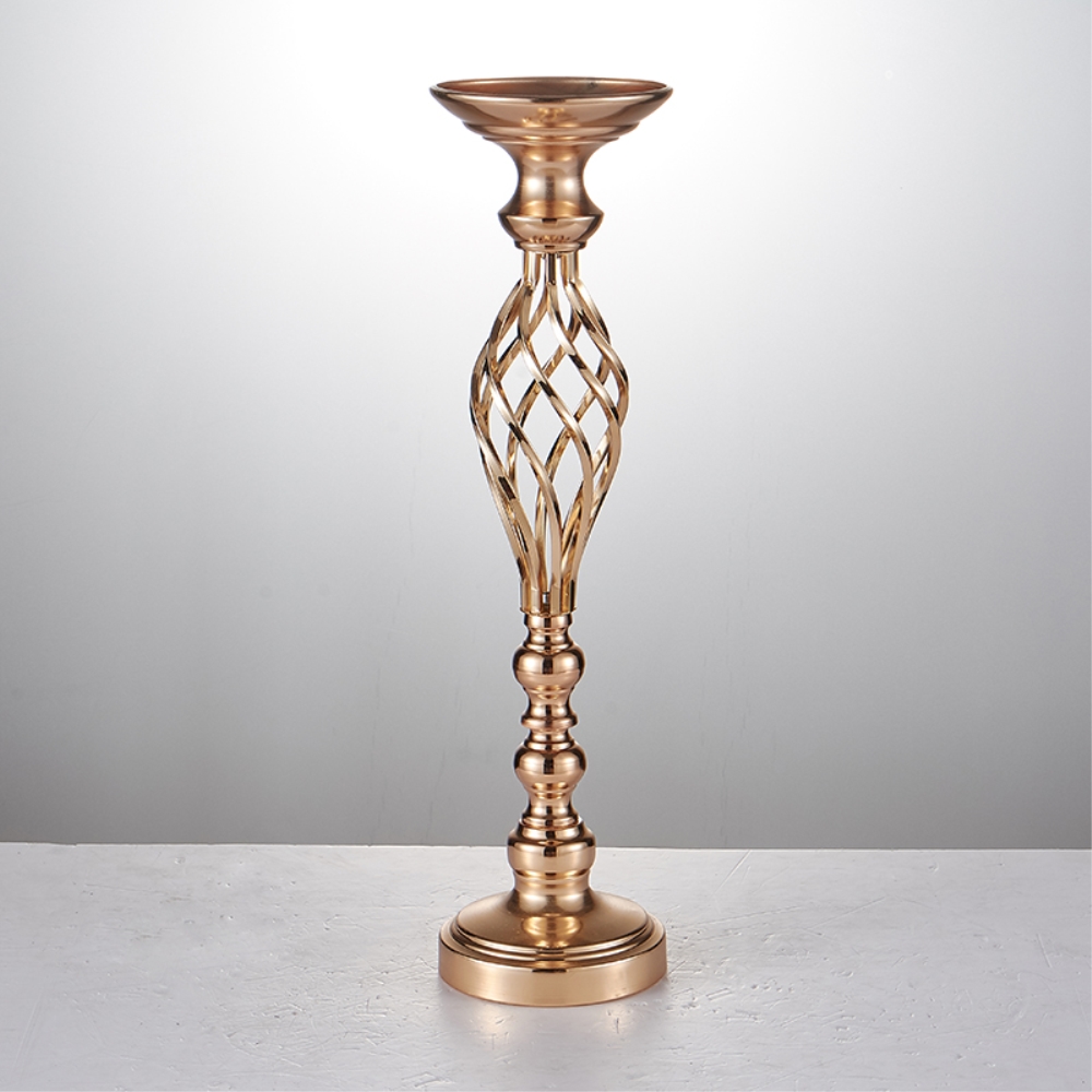 Creative Hollow Gold Metal Candle Holders Wedding Road Lead Table Flower Rack Home And Hotel Vases Decoration 1 Lot = 10 PCS
