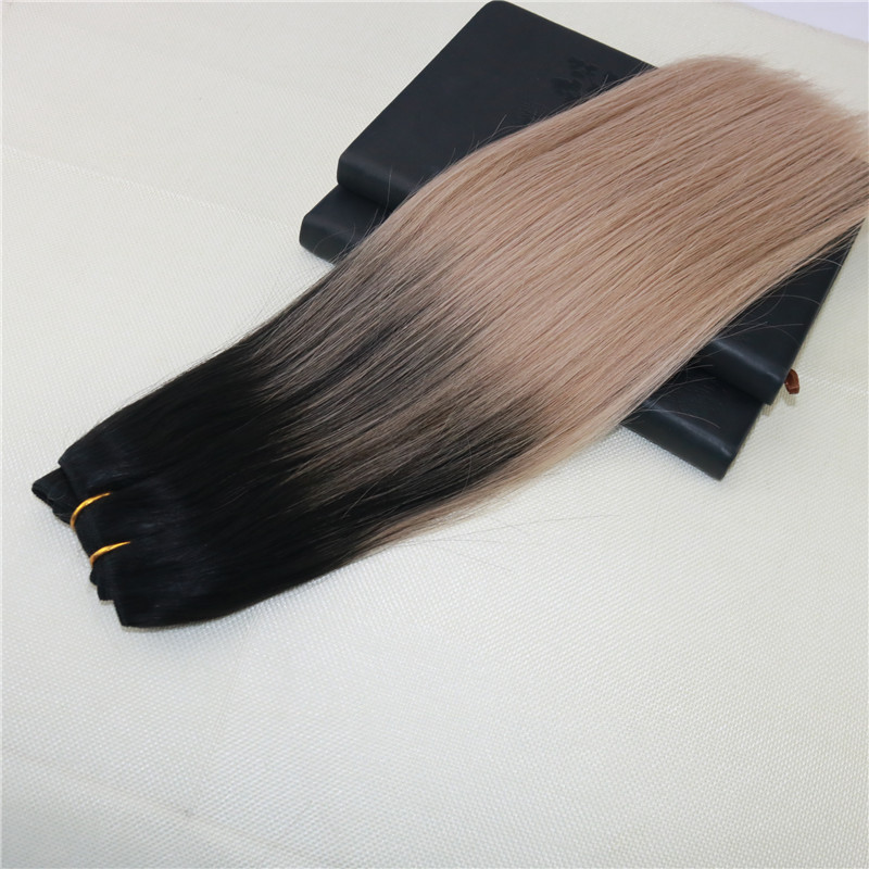 8A Grade Remy Brazilian Human Hair Extensions Color Balayage #1B fading to #18 Omber Hair Weave Straight Virgin Unprocessed Hair Weft 100g