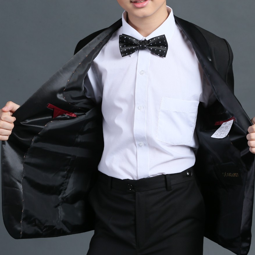 Cheap Boys Suits For Weddings Black Boy Suit Five Piece Suit Formal Party Bow Tie Pants Vest Shirt Kids Wedding Suits Free Shipping In Stock