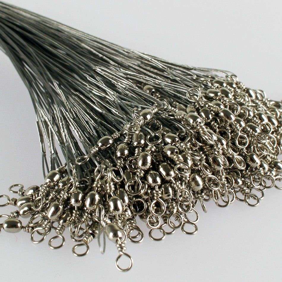 q0205 Anmuka 10Pcs Fly Fishing lead Line Connector Leader Wire lead line Assortment Sleeve and Stainless Steel Rolling Swivels 12-28cm