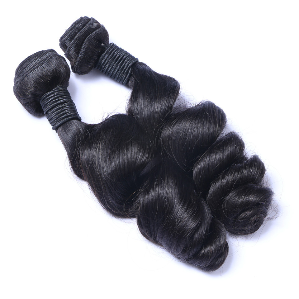 Free shipping Unprocessed Brazilian Human Remy Virgin Loose Wave Weaves Hair Extensions Natural Color 100g/bundle Double Wefts 3Bundles/lot