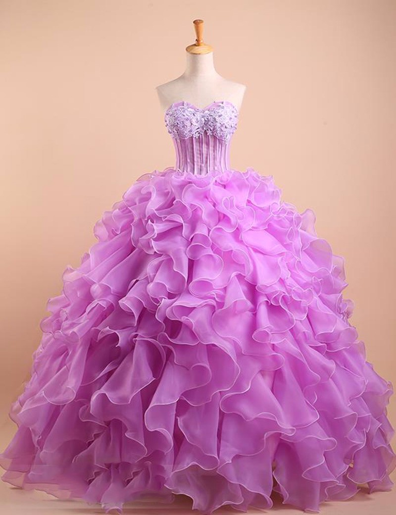 2017 Sexy Sweetheart Crystal Lace Ball Gown Quinceanera Dresses with Appliques Organza Sweet 16 Dresses Vestido Debutante Gowns BQ15