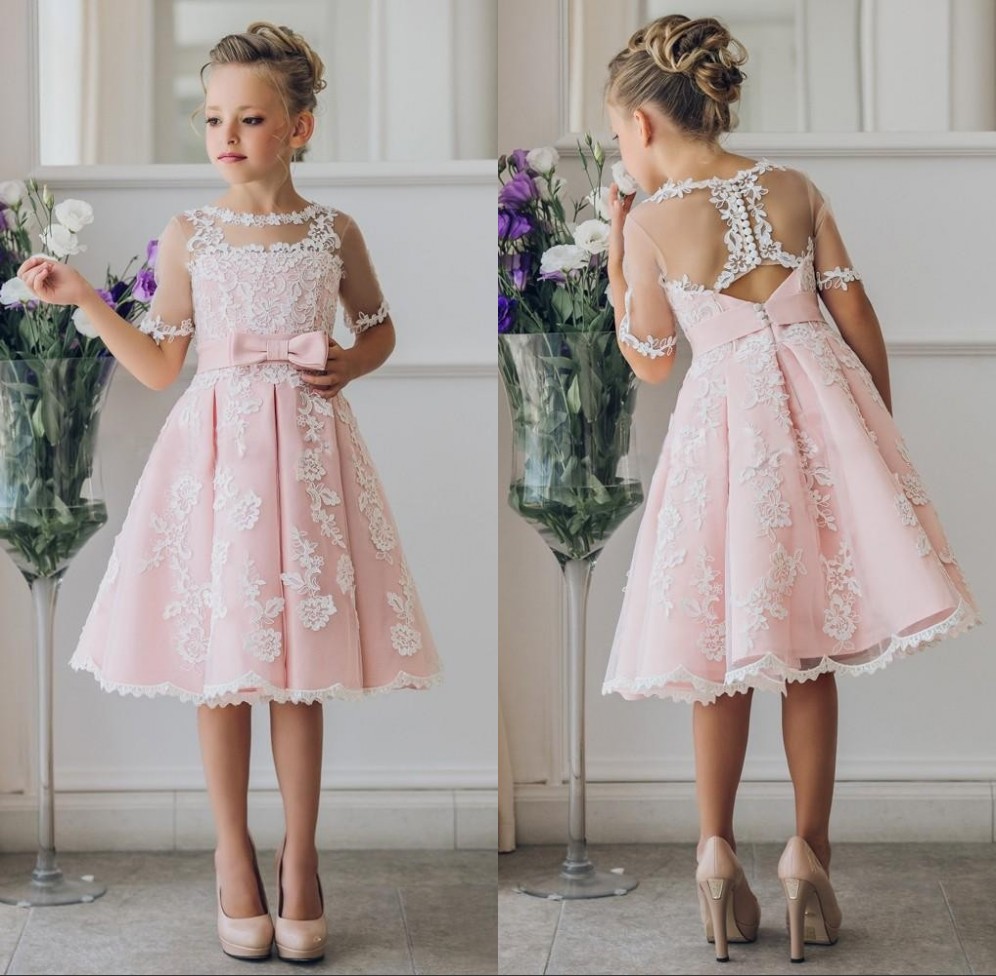 Fancy Blush Pink Communion Flower Girl Dress with Appliques Half Sleeves Knee Length Girls Pageant Gown with Ribbon Bows For Christmas, Fuchsia
Fancy Blush Pink Communion Flower Girl Dress with Appliques Half Sleeves Knee Length Girls Pageant Gown with Ribbon Bows For Christmas, Fuchsia