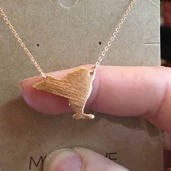 10PCS Outline New York State Necklaces NY Map America USA Necklaces for Hometown Souvenir Gifts