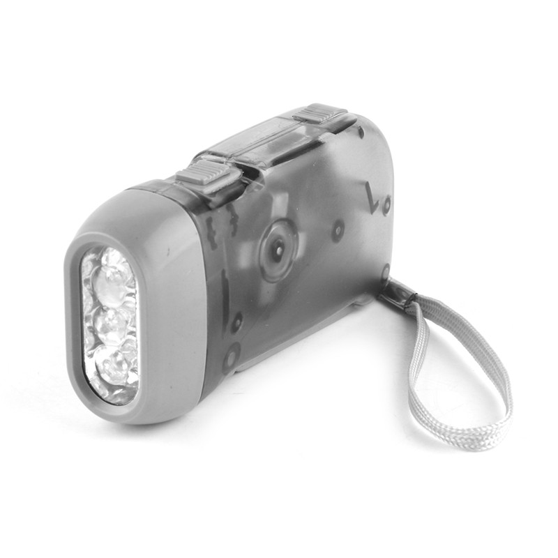 Outdoor 3 LED Hand Press Flashlight No Battery Wind Up Crank Dynamo Torch Camping Portable Flash Light