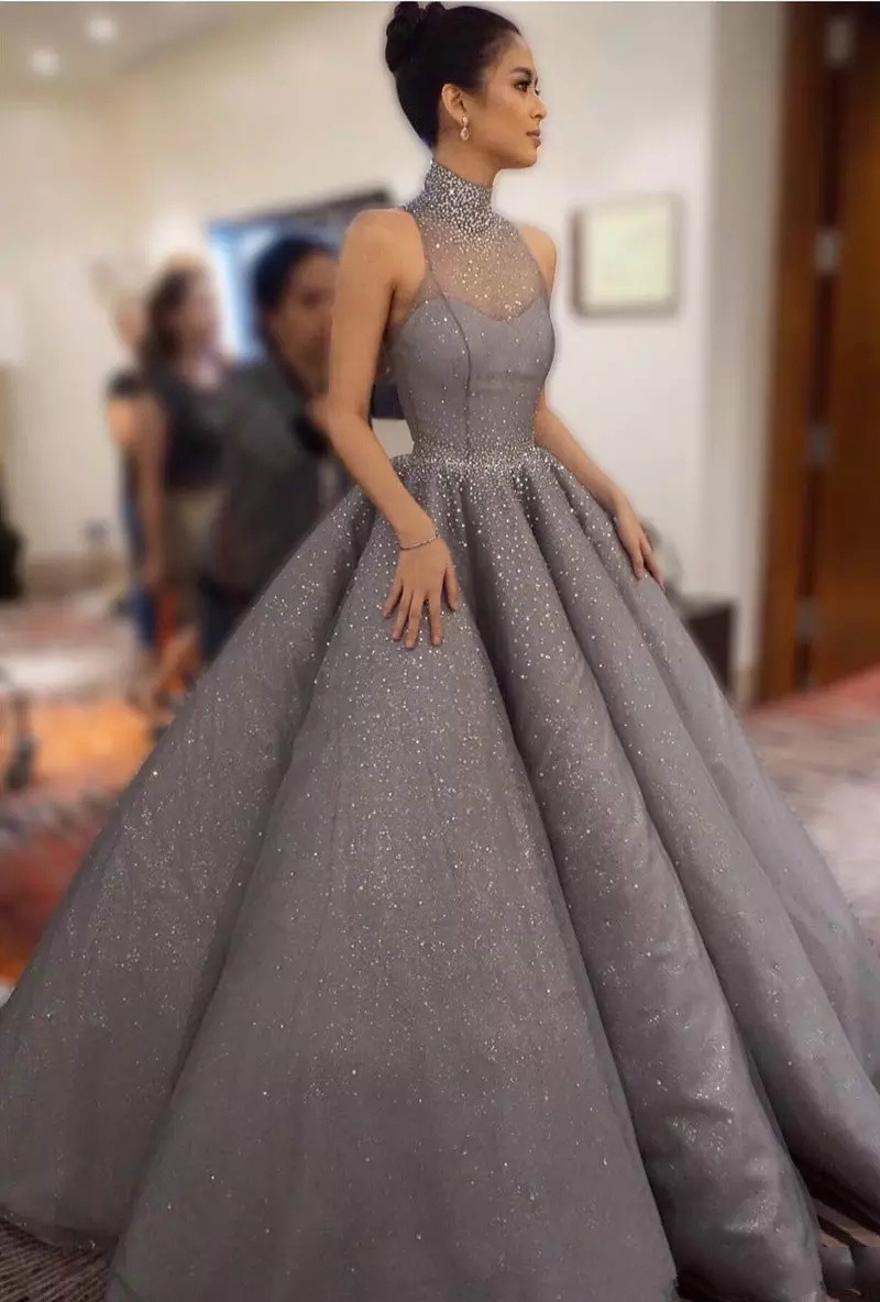 High Neck Sleeveless Prom Dresses Bling Beads Sweep Train Sexy Illusion Elie Saab Evening Dress Floor Length Formal Party Gowns