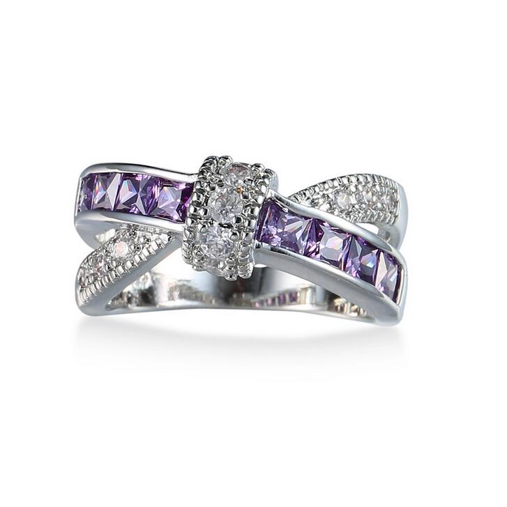 Victoria Wieck New Women Fashion Jewelry 10KT White Gold Filled Multi-Gemstones Princess Cut CZ Dia Wedding Girls Belt Ring for Lovers