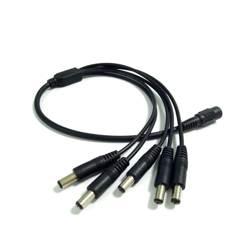 Surveillance DC Power Supply 12V Pigtail 2.1*5.5mm 1 Female to 5 Male Splitter Plug Cable for CCTV Camera