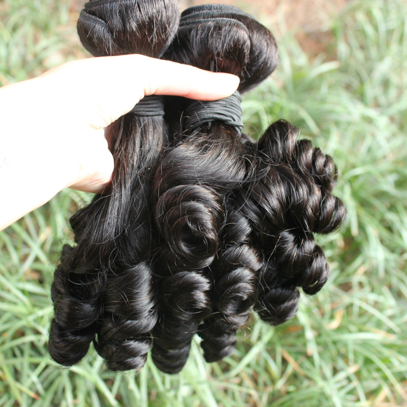 aunty funmi hair unprocessed brazilian bouncy curls human hair extension 3pc lot for african women fast