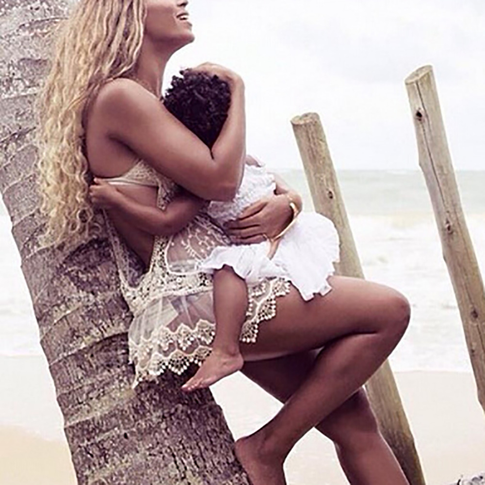 Wholesale- 2017 New Summer Dresses Women Beach Dress sexy Strap Sheer Floral Lace Beach wear Embroidered Crochet Hippie Boho vestidos Dress