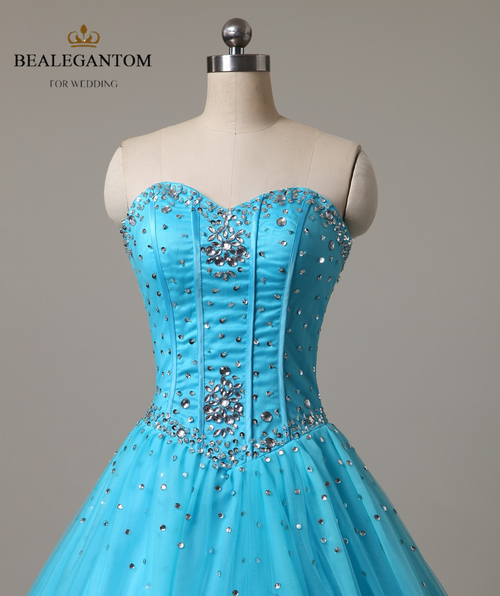 Bealegantom Fashionable Cheap Quinceanera Dresses 2018 Ball Gown with Beaded Crystal Lace Up Sweet 16 Dresses In Stock QA522