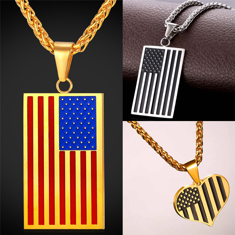 Hot American Flag Pendant Stainless Steel Men Chain Necklace Gold Plated Trendy USA Symbol Necklace Men Jewelry
Hot American Flag Pendant Stainless Steel Men Chain Necklace Gold Plated Trendy USA Symbol Necklace Men Jewelry
