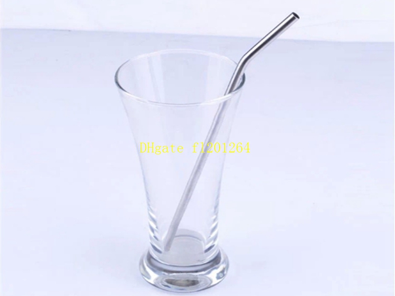 100pcs/lot DHL Fedex Free Shipping 6mm 8" Eco Friendly Stainless Steel Drinking Straws Bend & straight Smoothies Reusable Straw