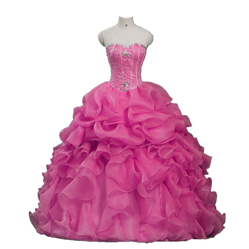 2017 Sexy Cheap Sweetheart Ball Gown Organza Quinceanera Dresses with Beaded Sweet 16 Dress Lace Up Floor Length Vestido De Festa BM84