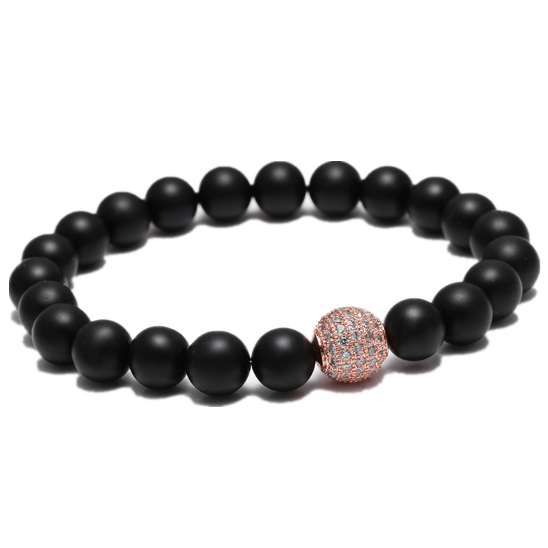 Men of the Tibetan Buddhist Yoga Lucky Buddha bracelet beads Strand Pave CZ Bracelets Matte Black Stone Gift Valentine's Day Holiday Christmas