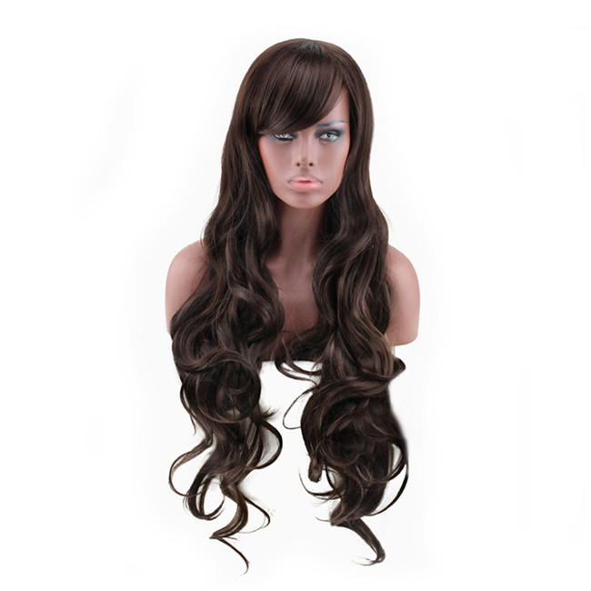 WoodFestival long curly brown wig synthetic fiber wigs for black women deep wave natural hair sexy 85cm